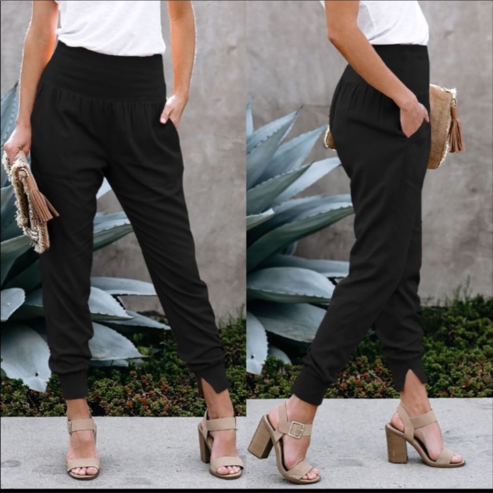 Black Cotton Joggers - Picture 2 of 9
